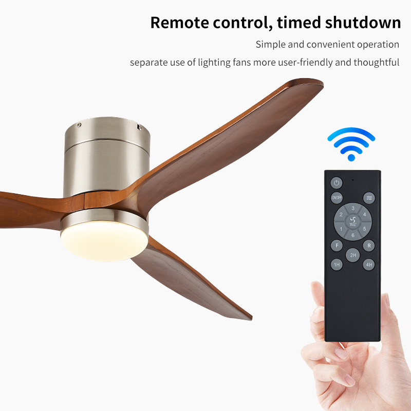 European and American Retro Commercial Ceiling Fan Solid Wood 3 Blade LED Ceiling Light Fan Inverter Ceiling Fan Light