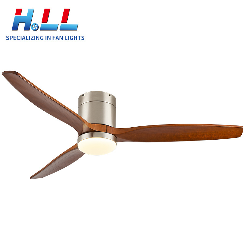 European and American Retro Commercial Ceiling Fan Solid Wood 3 Blade LED Ceiling Light Fan Inverter Ceiling Fan Light