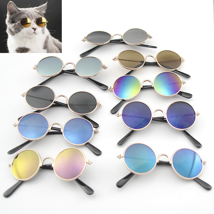 Pet Products Lovely Vintage Round Cat Sunglasses Reflection Eye wear glasses For Small Dog Cat Pet Photos Props Accessories