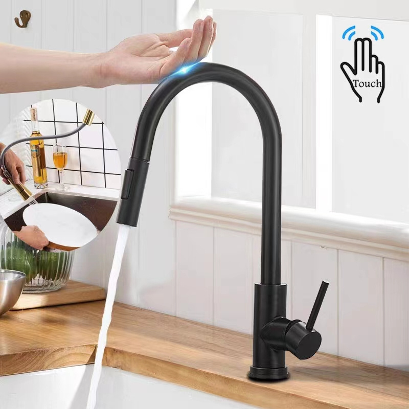 White kitchen faucet pull-out automatic sensor faucet touch sensor kitchen faucet