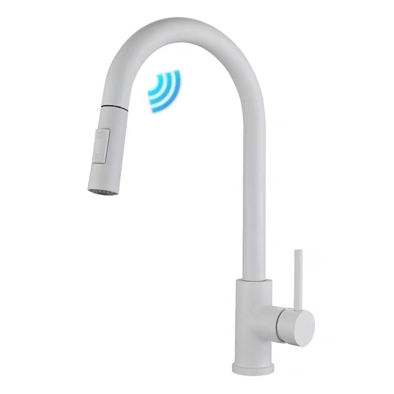 White kitchen faucet pull-out automatic sensor faucet touch sensor kitchen faucet