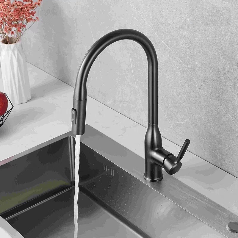 Best selling gun gray faucet kitchen pull faucet pull-out hot and cold faucet