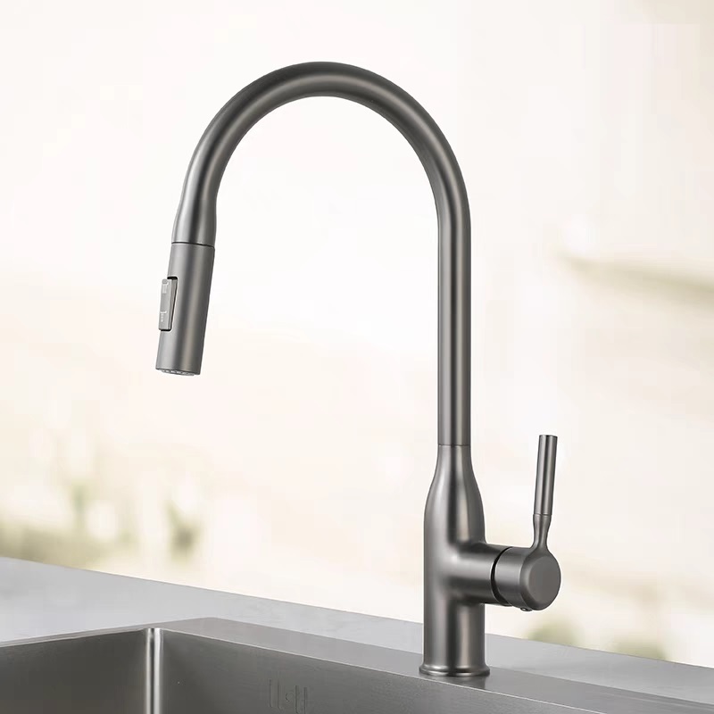 Best selling gun gray faucet kitchen pull faucet pull-out hot and cold faucet