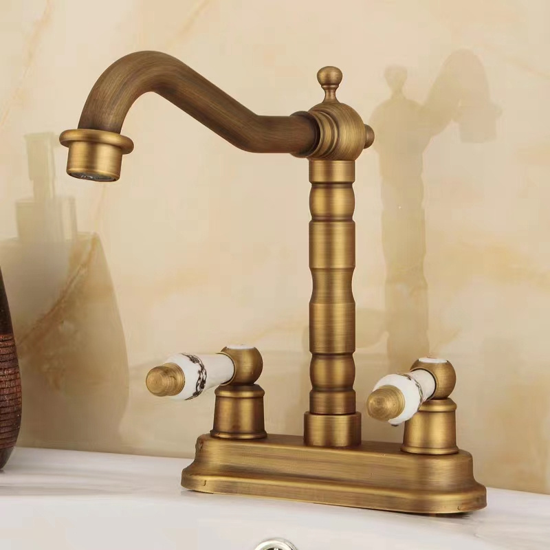 Antique Bronze Double Handle Bathroom Faucet Antique Bronze Lavatory Faucet