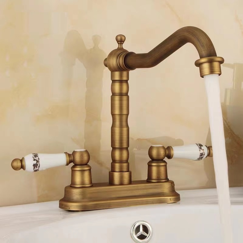 Antique Bronze Double Handle Bathroom Faucet Antique Bronze Lavatory Faucet