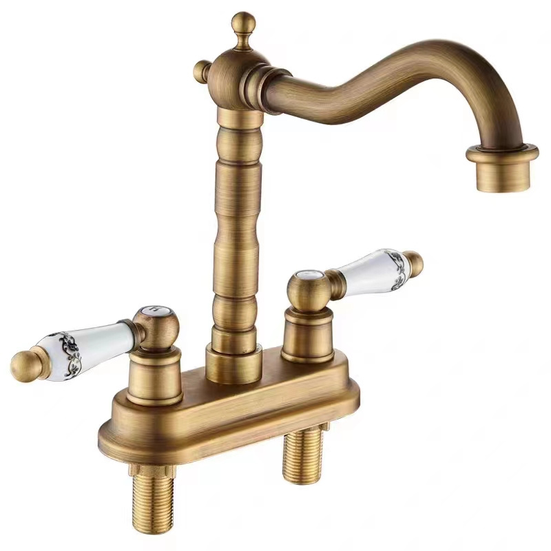 Antique Bronze Double Handle Bathroom Faucet Antique Bronze Lavatory Faucet