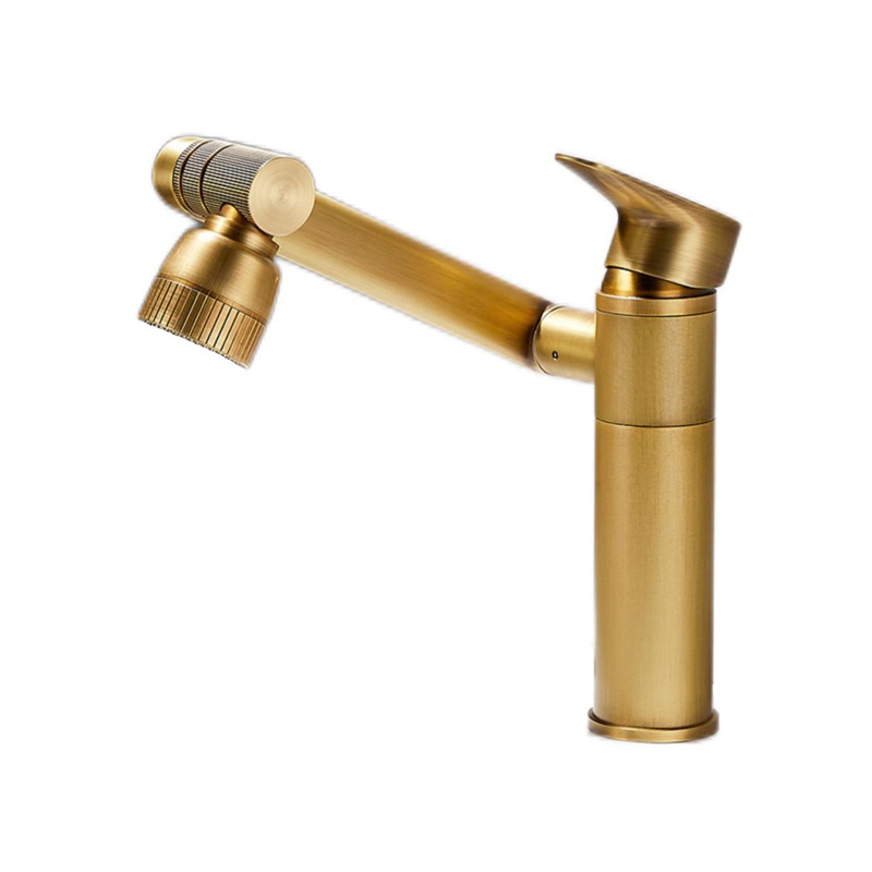 European antique brushed brass basin faucet retro light luxury gold brushed sink basin washbasin faucet