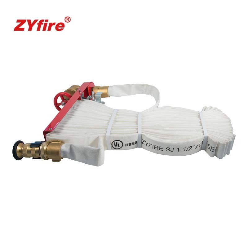 ZYfire UL FM Complete Pin Rack Assembly Single Jacket TPU Lining Fire Hose Pack With Brass Nipple Nozzle Valve