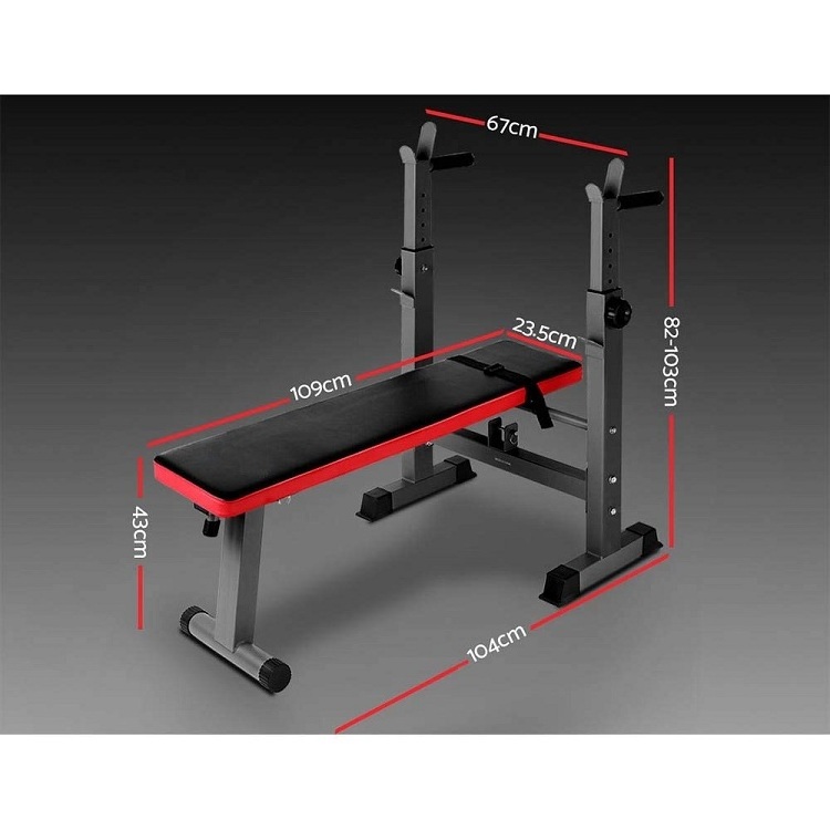 ZYFIT Foldable Weight Bench Multi-Station Flat Gym Workout Bench with Barbell Holder and Pull Up Bars