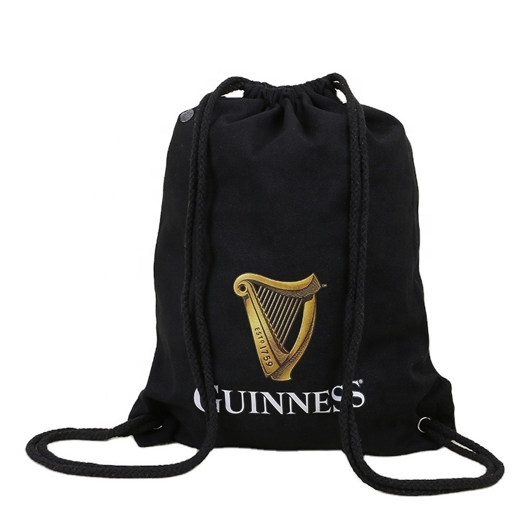 Customized Logo Printed Cheap Sports Draw String Personalized Canvas Drawstring Bag Organic Cotton Backpack