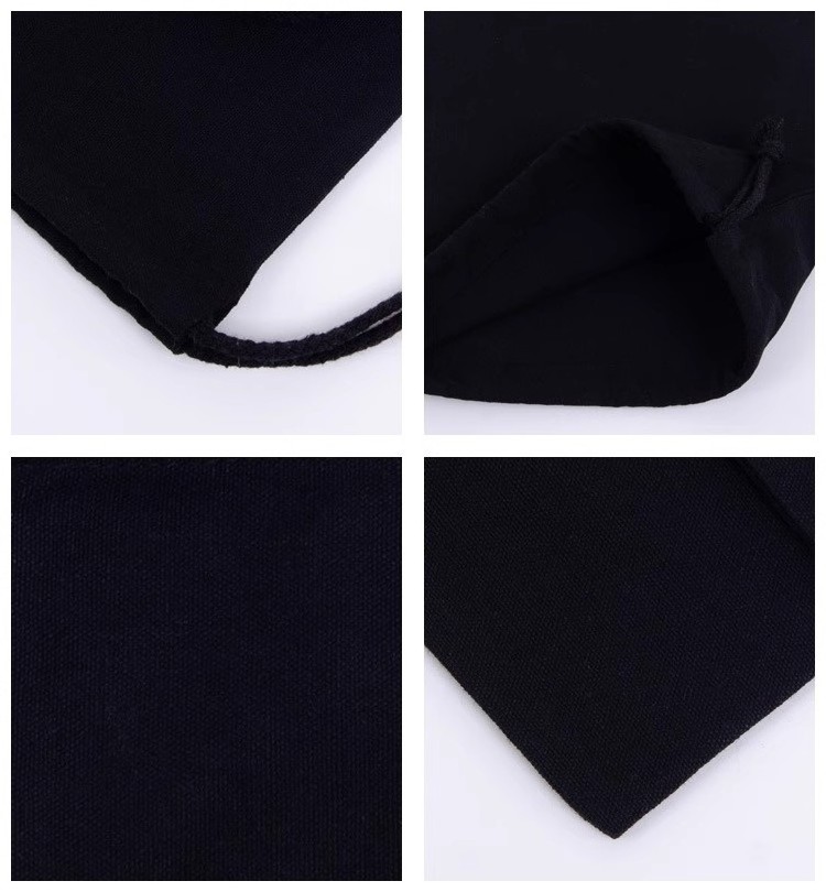 High quality custom recycled black cotton dust bag drawstring shoe bags for handbags