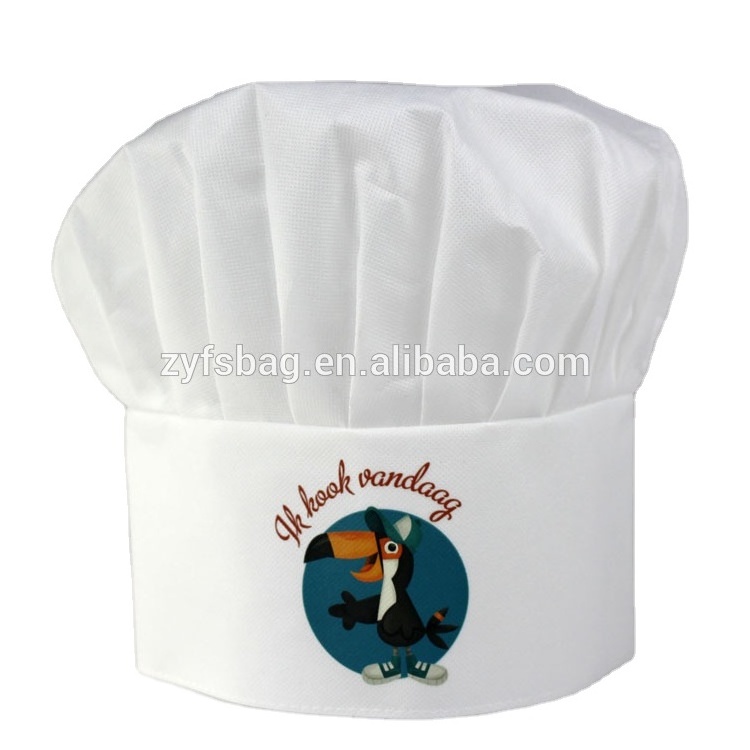 Custom Logo High Quality Eco-Friendly Restaurant Disposable White Non Woven  kids kitchen chef hat