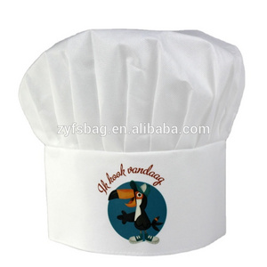 Custom Logo High Quality Eco-Friendly Restaurant Disposable White Non Woven  kids kitchen chef hat