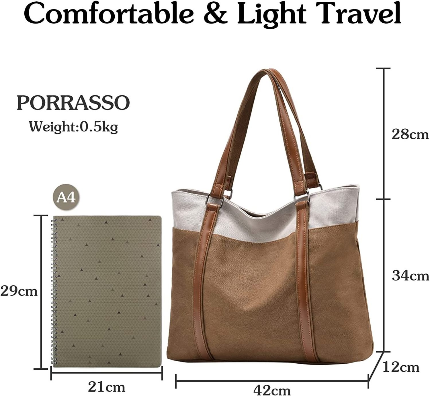 Women Tote Bag Large Handbag Casual Canvas Shoulder Bag Top-Handle Bag for Beach Work Travel Shopping