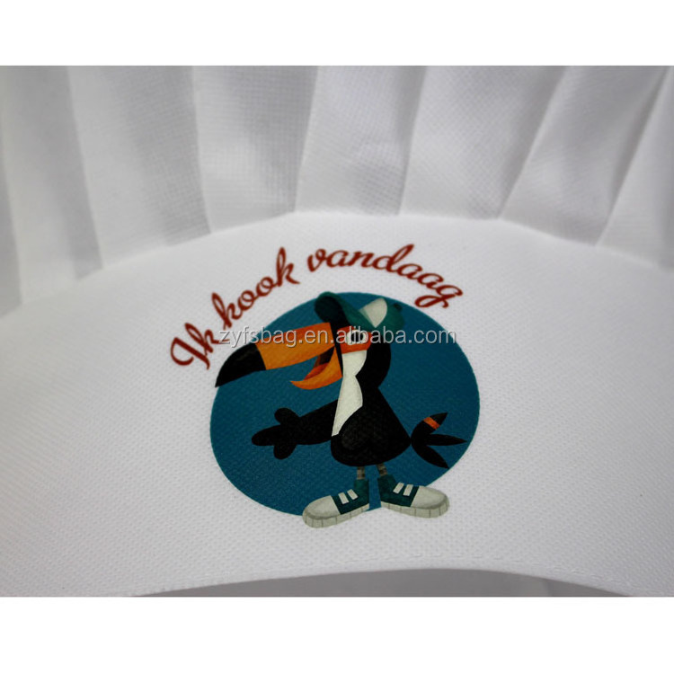 Custom Logo High Quality Eco-Friendly Restaurant Disposable White Non Woven  kids kitchen chef hat