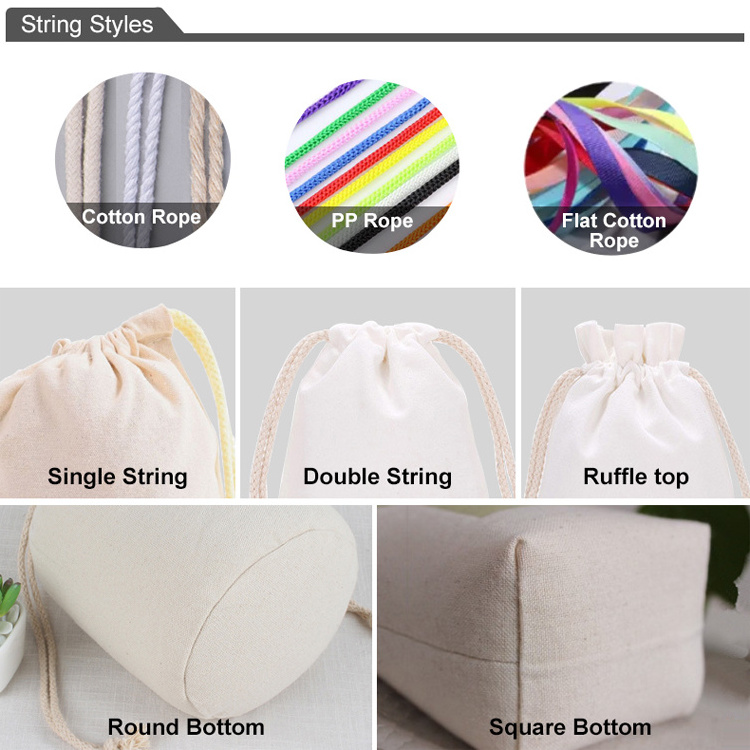 High quality custom recycled black cotton dust bag drawstring shoe bags for handbags