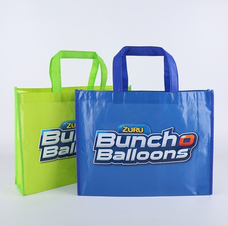 Customized eco printing reusable folding non woven grocery bag RPET laminated pp woven shopping tote bag