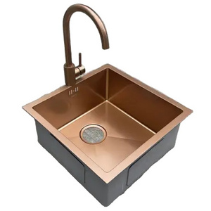 New Technology Nano SUS304 Stainless Steel Handmade Kitchen Sink Counter Under Single Bowl Rose Gold Sink Kitchen