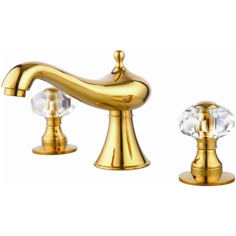 Brass basin faucet three-hole bathroom faucet luxury titanium finish crystal double handle wash faucet bathroom