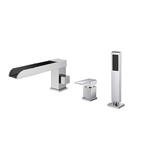 Classic chrome waterfall bath shower bath faucet bathtub hot and cold mixer deck bath 3 hole faucet