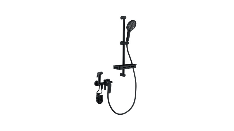 Factory wholesale price black shower faucet handheld shower track kit with exposed bathtub and shower mixer kit