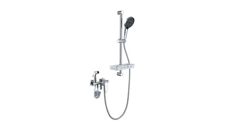 Factory wholesale price black shower faucet handheld shower track kit with exposed bathtub and shower mixer kit