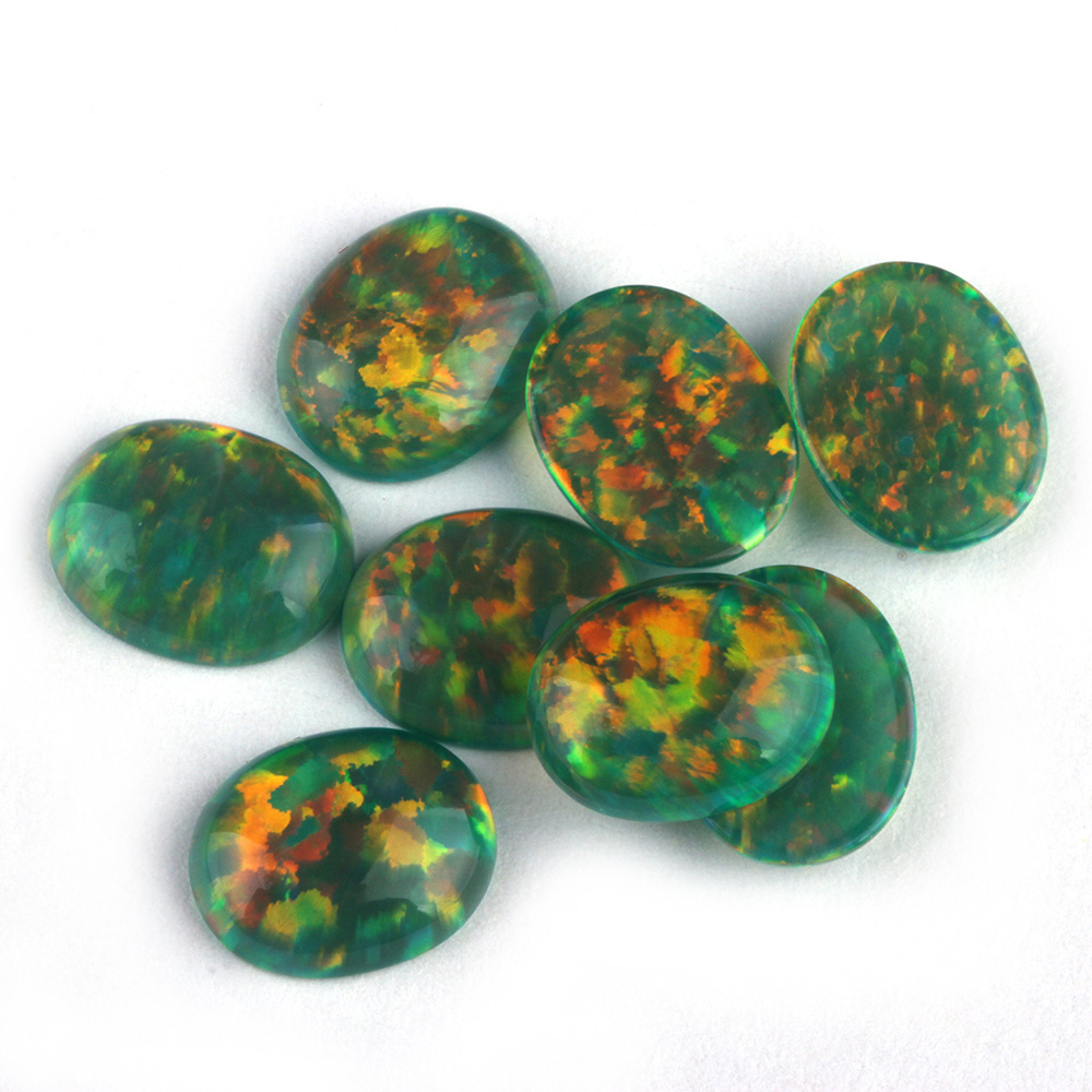 Wholesale Price Jelly Opal Synthetic Green Jelly Opal Oval Cabochon Flat Back Jelly Opal Stone