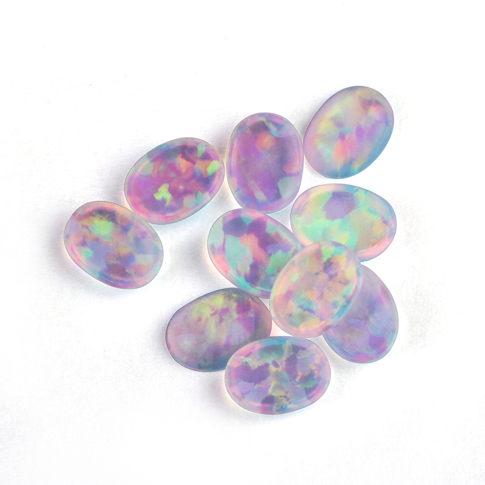 OP533 White Transparent Jelly Opal Oval Cabochon Jelly Opal Synthetic Japan Crystal Jelly Opal