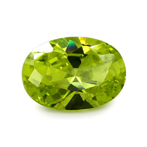 Wholesale Price Machine Cut Oval Shape Apple Green Cubic Zirconia Gemstone