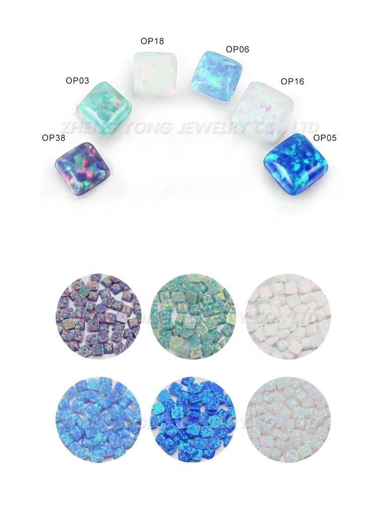 Wholesale Price Colorful Square Cabochon Opal Stone Mystic Fire Flat Back Synthetic Opal Gemstone