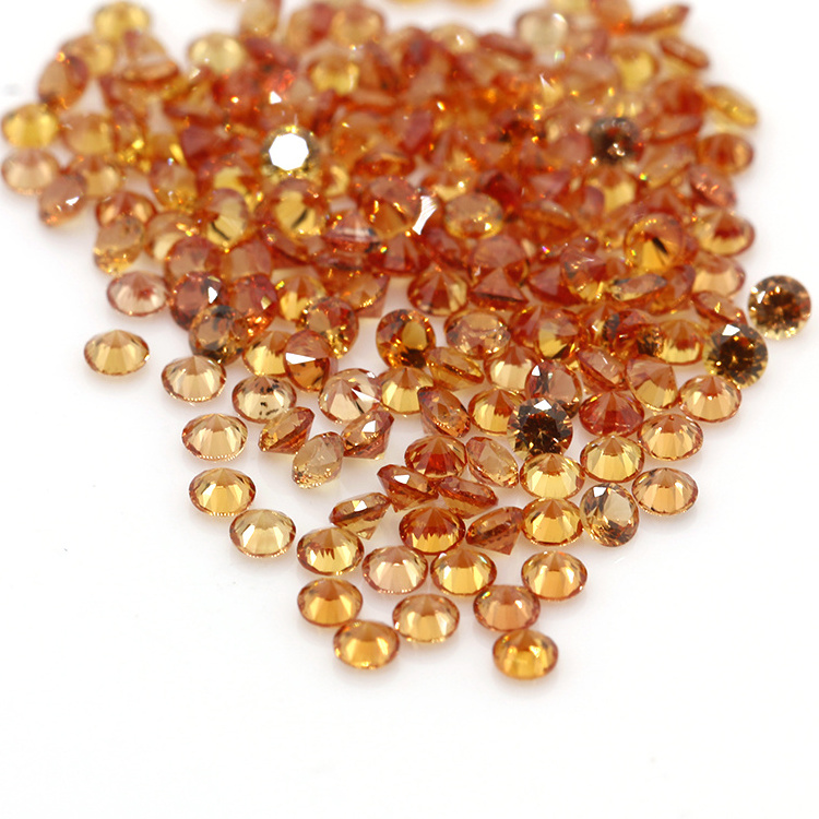 China Factory Price Semi-precious Stones Round Shape Natural Orange Sapphire Gemstone Per Carat Price