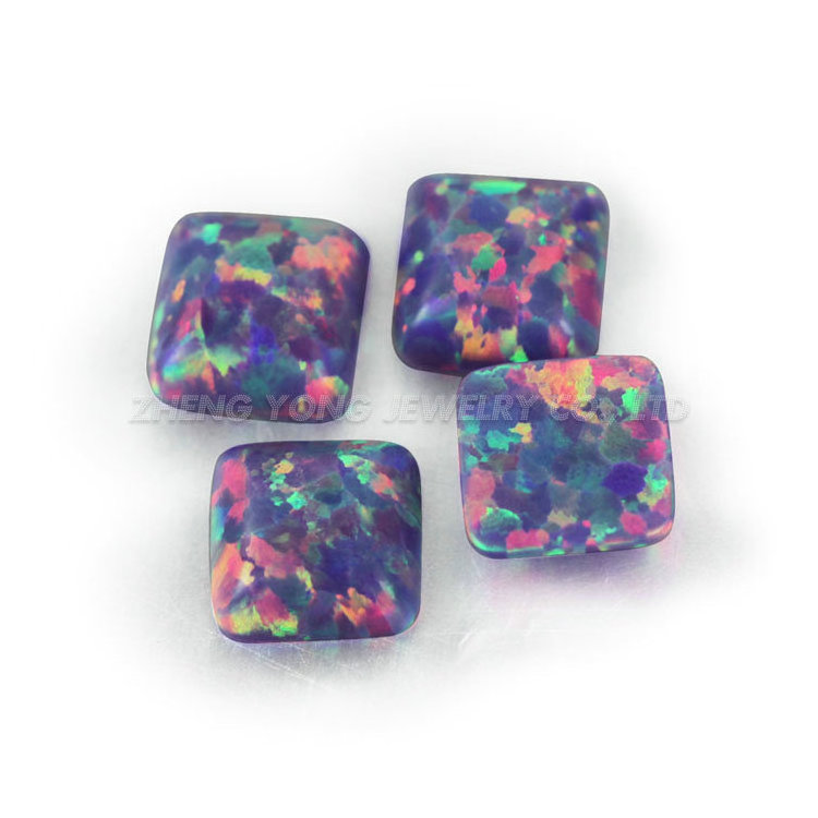 Wholesale Price Colorful Square Cabochon Opal Stone Mystic Fire Flat Back Synthetic Opal Gemstone