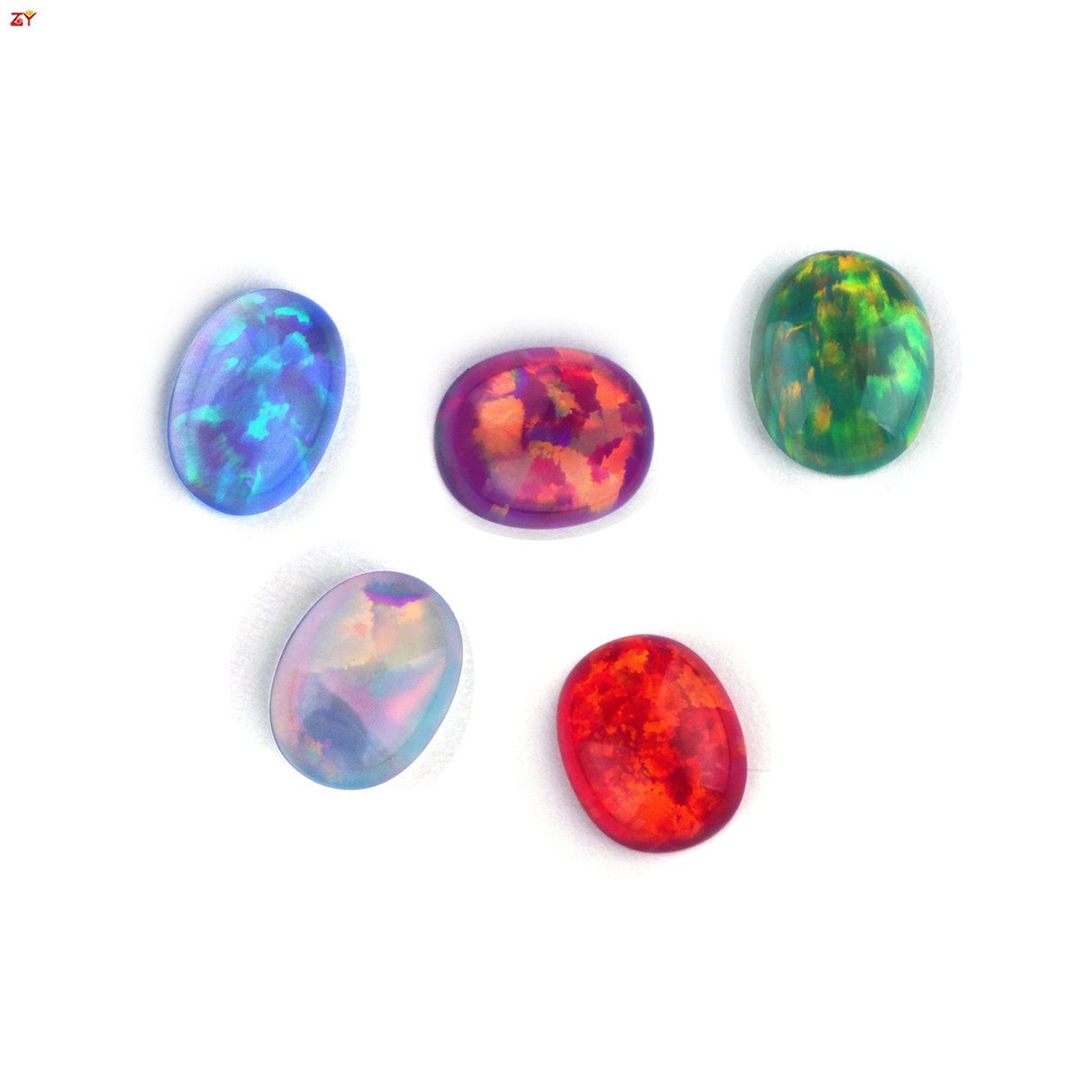 Transparent colorful good fire jewelry synthetic jelly opal flat back stone 2mm 8mm for ring accessory oval gems