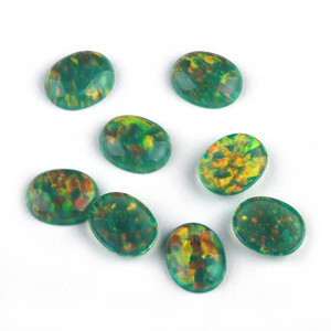 Wholesale Price Jelly Opal Synthetic Green Jelly Opal Oval Cabochon Flat Back Jelly Opal Stone