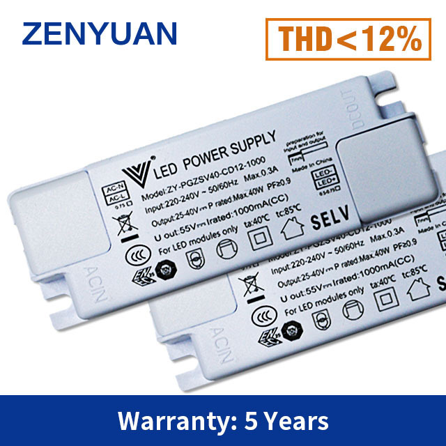 ZENYUAN Best Quality LED Down Light Spot Light Panel Light Driver with High PFC Surge2.5KV THD12%Waterproof Led Driver