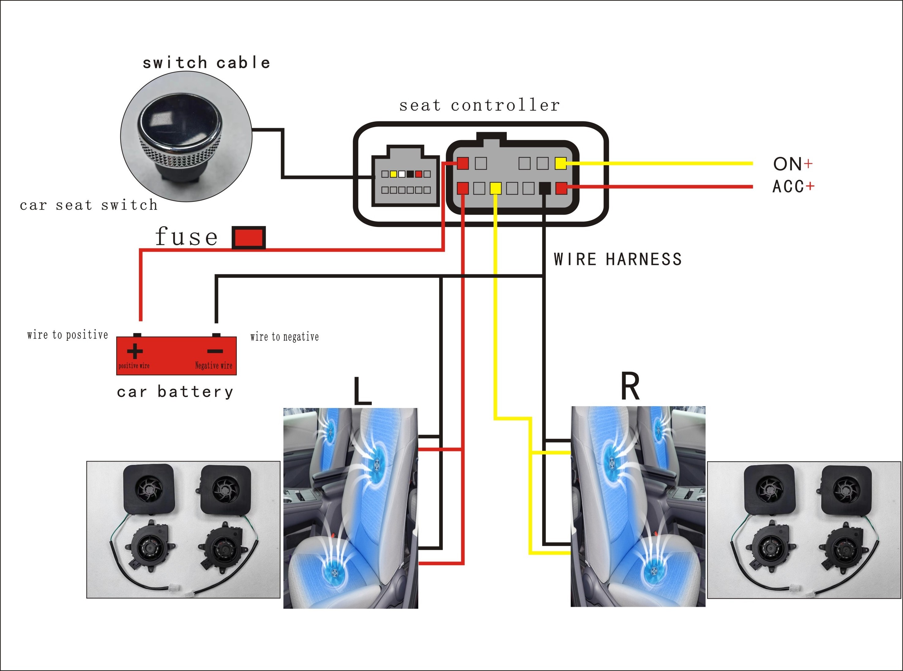 Modified car seat ventilation and suction digital display switch dual seat three position suction