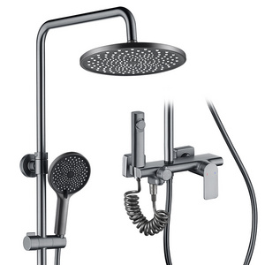 Brass Square Shower Charge Shower Shower Hand Brushed Bathroom Mixing Valve Faucet Set