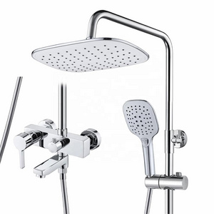 Light  Luxury Chrome Brass Hot And Cold Dual Control Shower Head Bathroom Shower Set System Brass Shower Mixer Set Bathroom