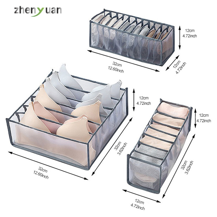 Factory free samples nylon clothes drawer storage bag divider closet organizer foldable mesh underwear bra socks storage box