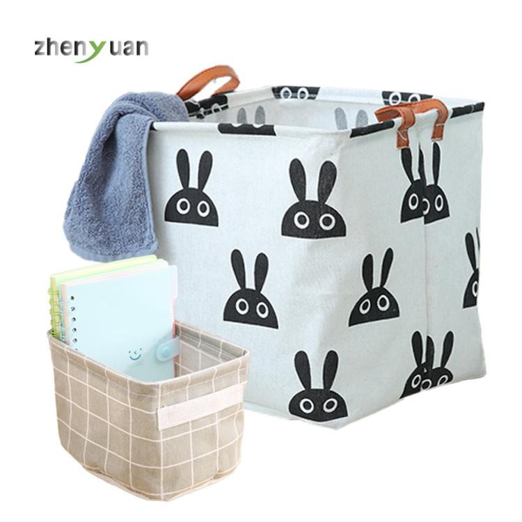 Folding waterproof cotton linen storage box desktop collapsible laundry dirty clothes shoes other storage basket