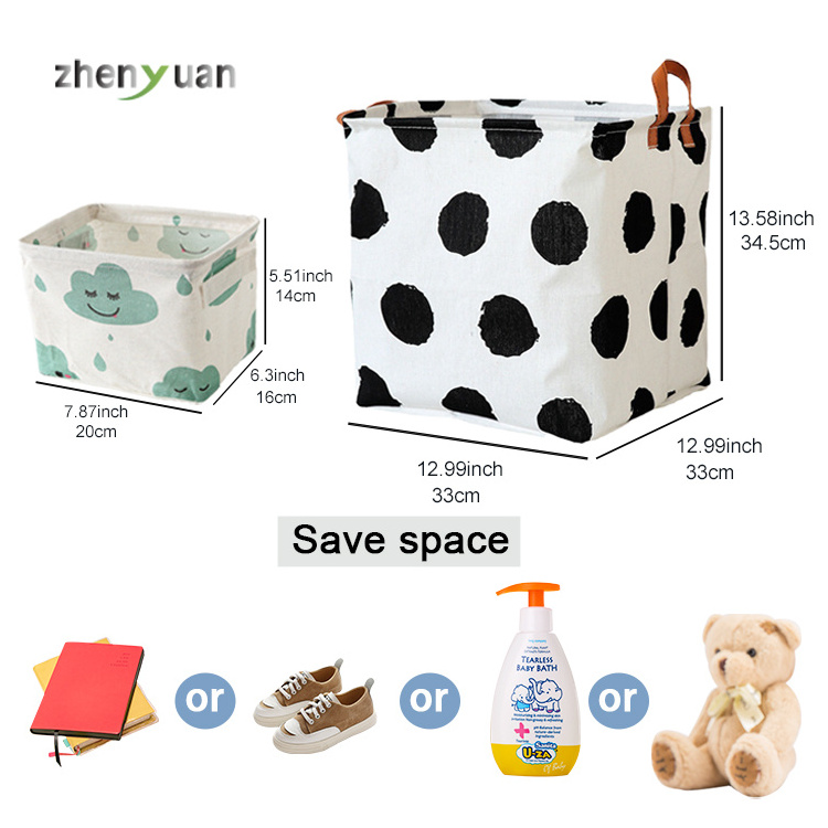 Folding waterproof cotton linen storage box desktop collapsible laundry dirty clothes shoes other storage basket