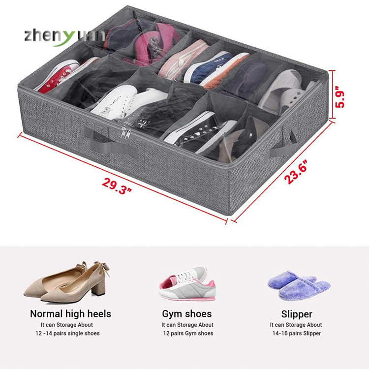 Factory free samples Wholesale Oxford Drawer Dividers Shoe Organizer Box 12 Pairs Underbed Shoe Storage Container