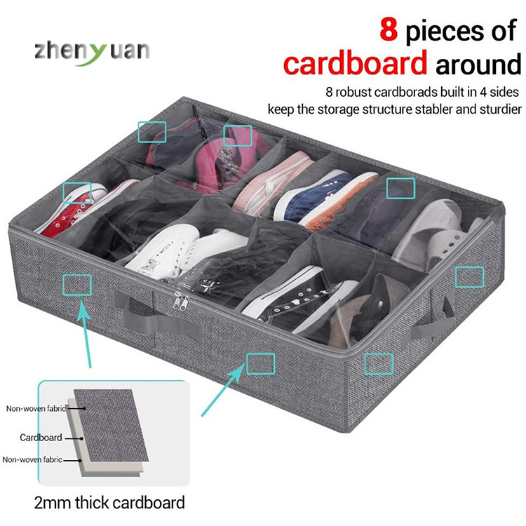 Factory free samples Wholesale Oxford Drawer Dividers Shoe Organizer Box 12 Pairs Underbed Shoe Storage Container