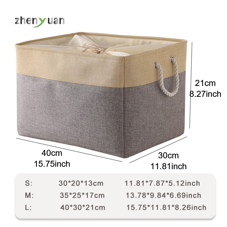 Factory free samples collapsible cotton rope handle storage bins clothes storage basket cube organizer fabric storage boxes