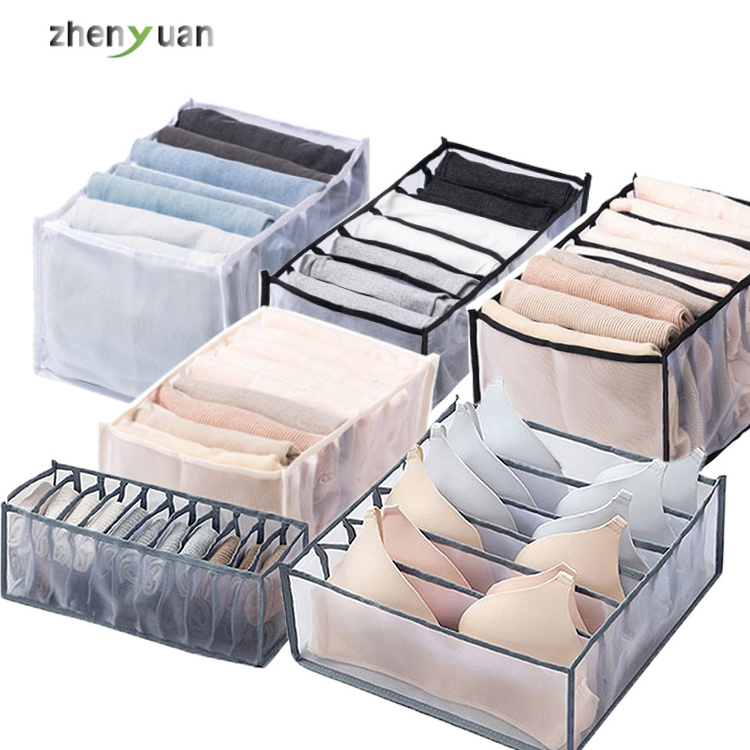 Factory free samples nylon clothes drawer storage bag divider closet organizer foldable mesh underwear bra socks storage box