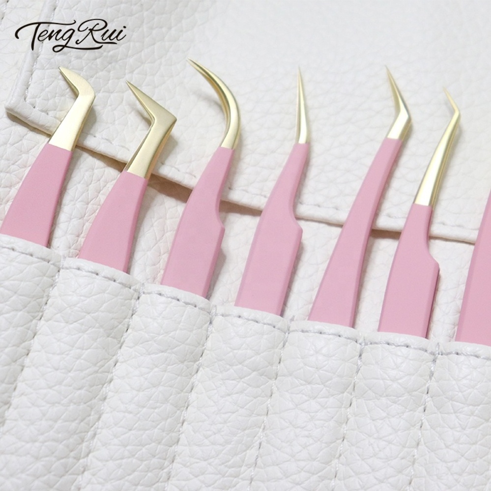 Hot Sell In Stock Full Range Stainless Steel Eyelash Tweezers Lash Extensions Tweezers Applicator Eyelash Volume Tweezers