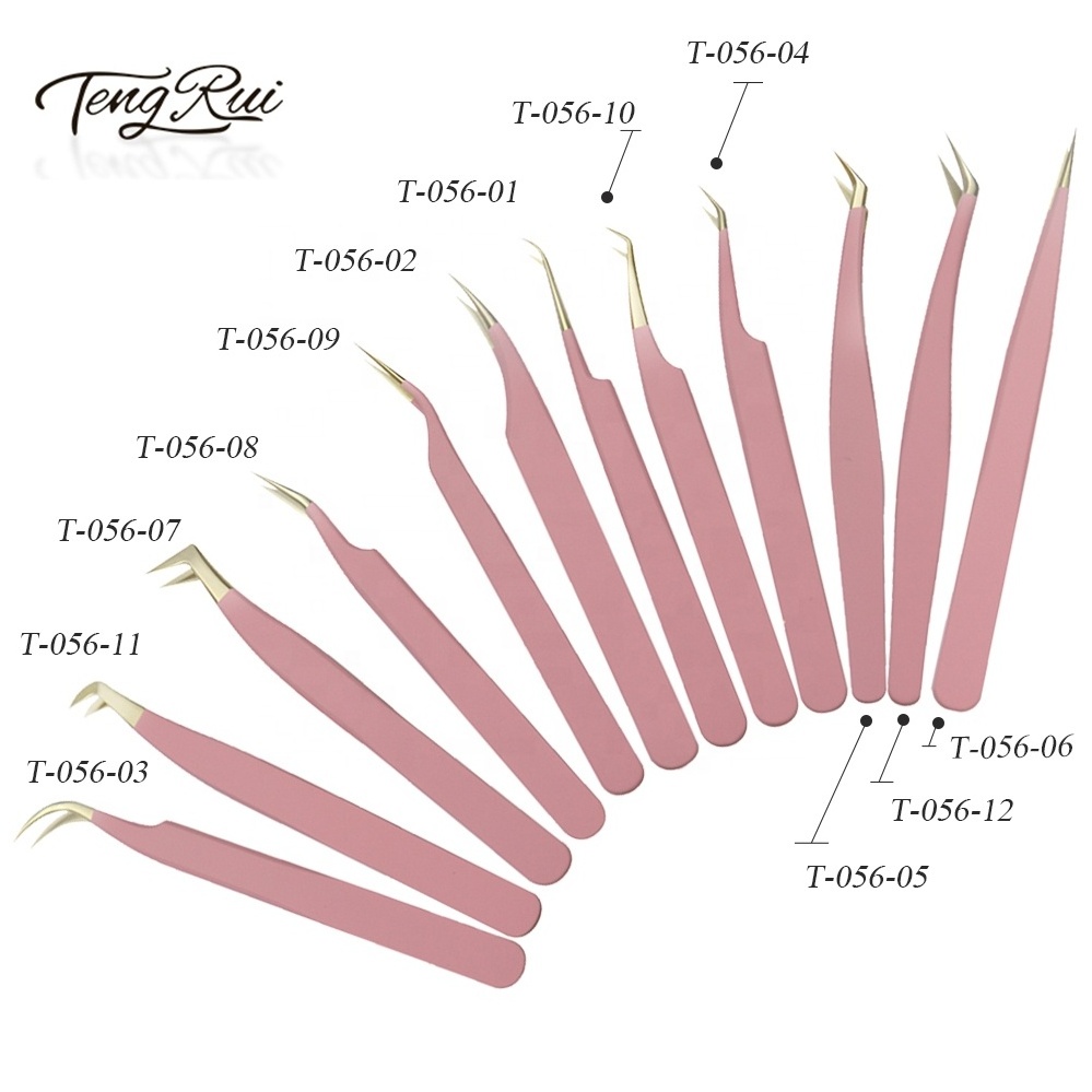 Hot Sell In Stock Full Range Stainless Steel Eyelash Tweezers Lash Extensions Tweezers Applicator Eyelash Volume Tweezers