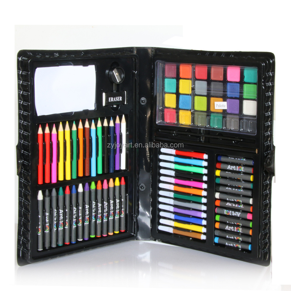 80-Piece Studio Art & Craft Supplies Set in Hand-Carry Wood Box