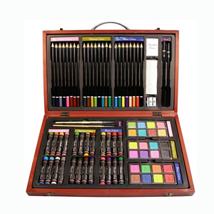 80-Piece Studio Art & Craft Supplies Set in Hand-Carry Wood Box