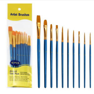 Artist nylon hair wooden handle brush set watercolor gouache acrylic painting